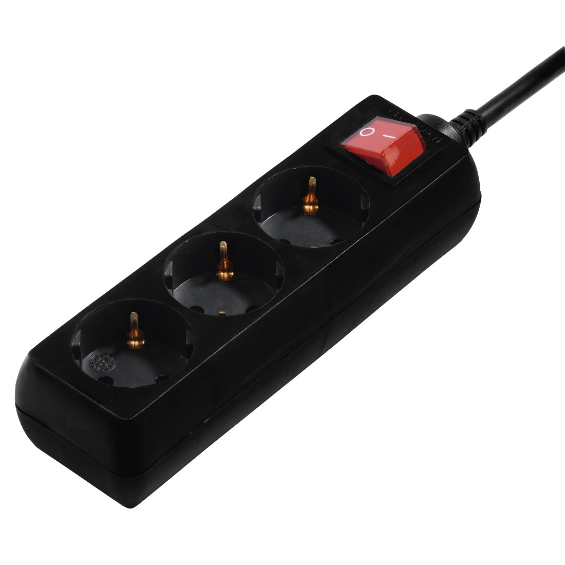 Steckdosenleiste, 3-fach, mit Schalter, 5 m, Schwarz (00108835)