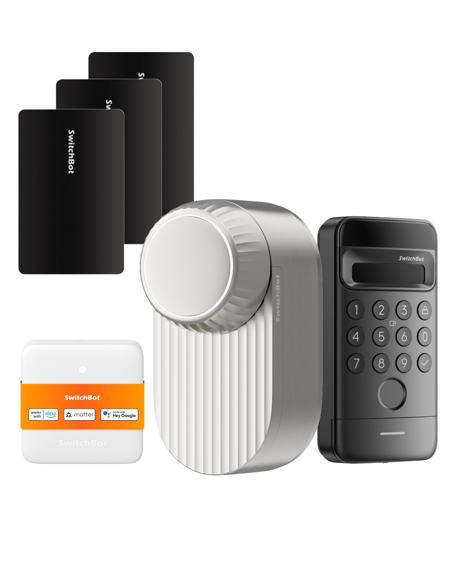 Ultra Max Vision Combo - Smart Lock Max silber + Hub Mini Matter + Keypad Vision + 3er-Set NFC-Karte Starter-Set
