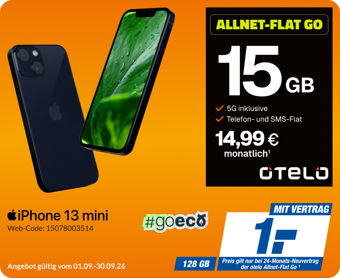iPhone 13 mini mit Allnet Flat Go für 1€!