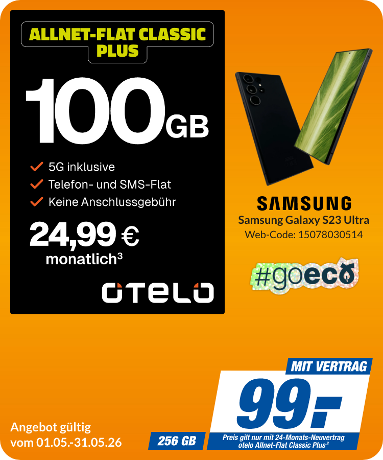 Galaxy S23 Ultra mit Allnet Flat Classic Plus für 99€!