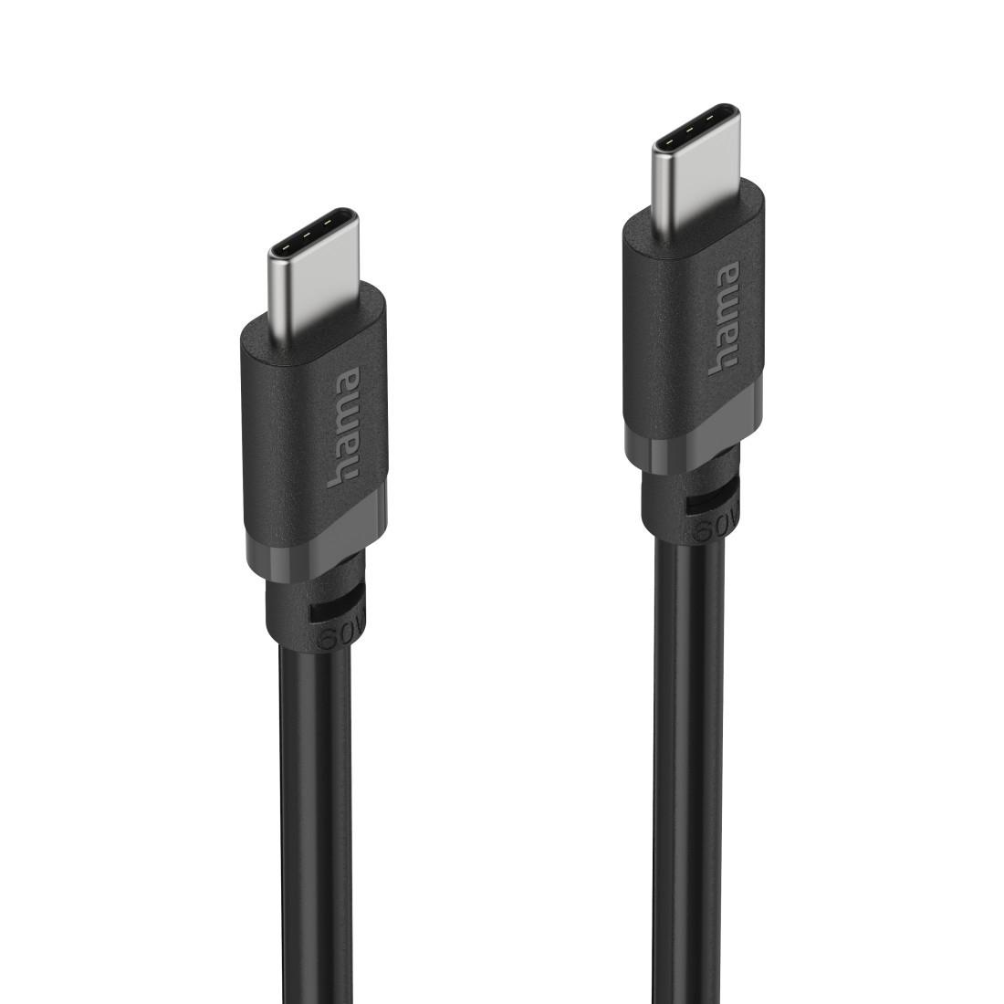 USB-C auf USB-C Kabel Ladekabel, USB-C - USB-C, 60 W, 1 m, Schwarz (00201806)