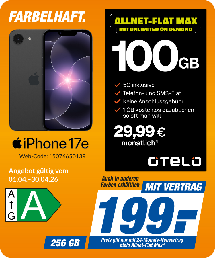 Apple iPhone 17e mit Allnet Flat Max für 199€!