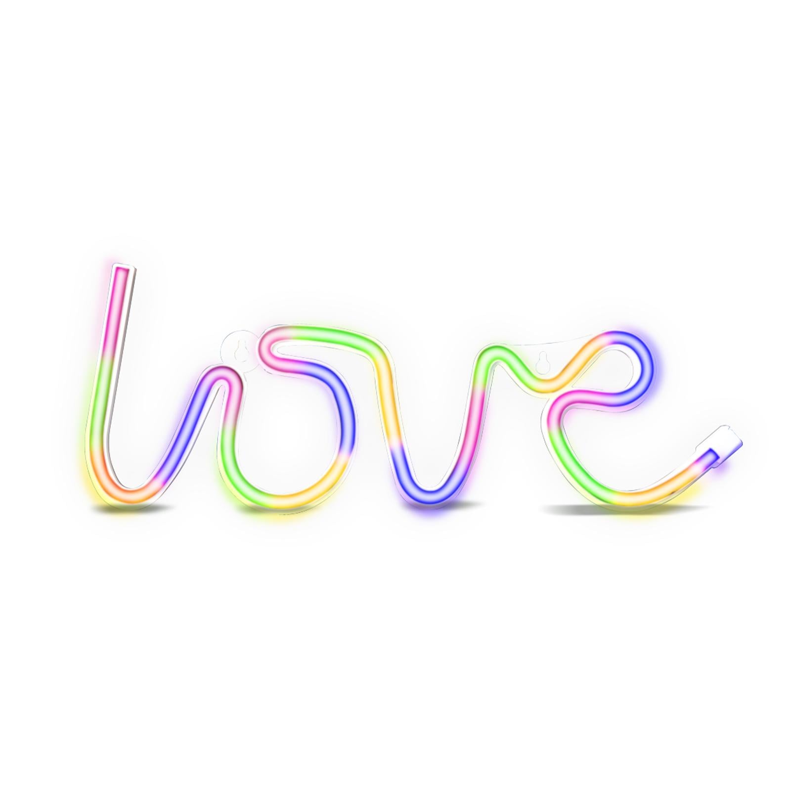 LED-Leuchtschild "Feel The Love" mit Neon-Effekt für den Innenbereich