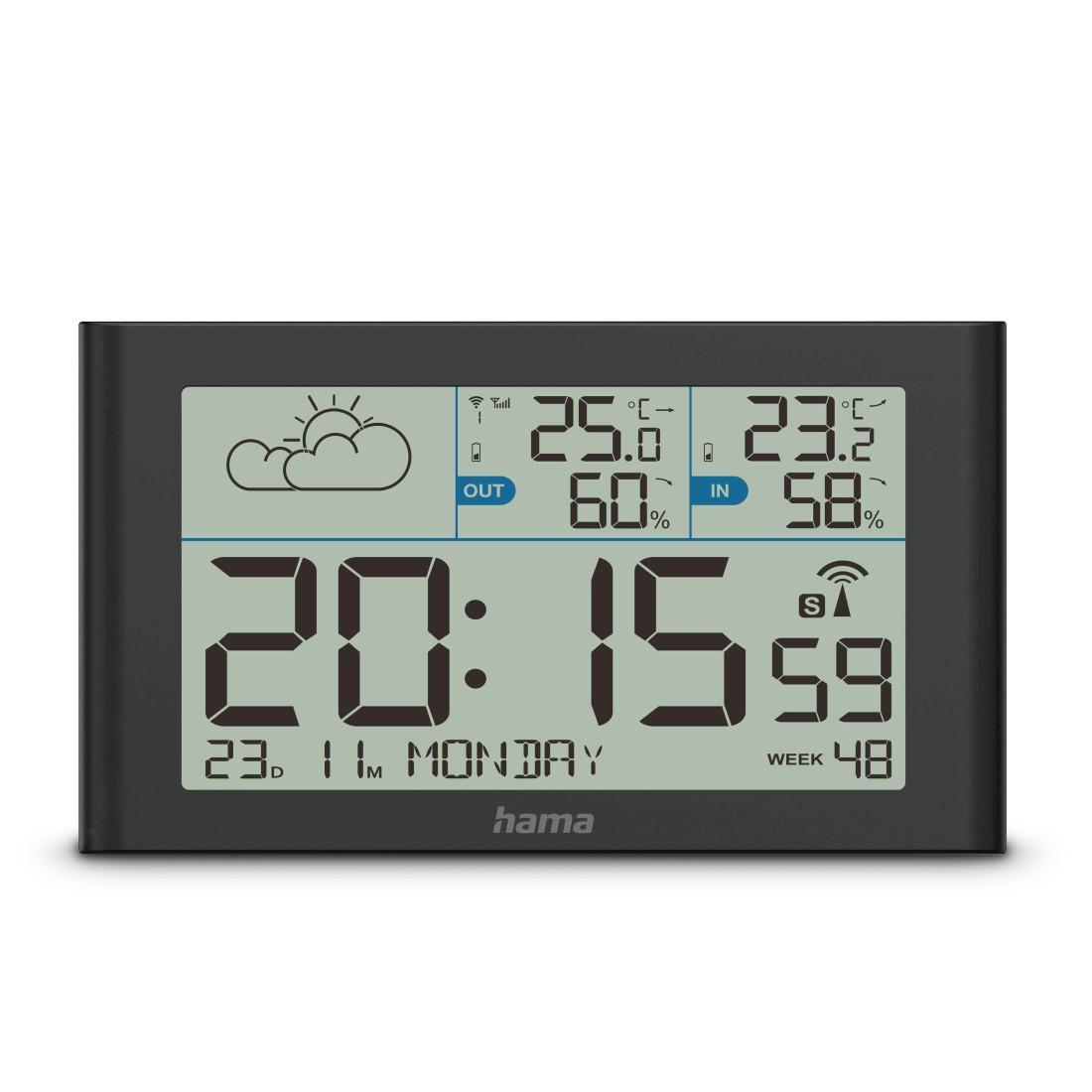 Wetterstation "Sylt", mit Außensensor, Funk, Wecker, Schwarz (00222216)