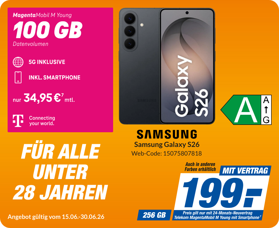 Samsung S26 mit Magenta Mobil M Young für 199€!