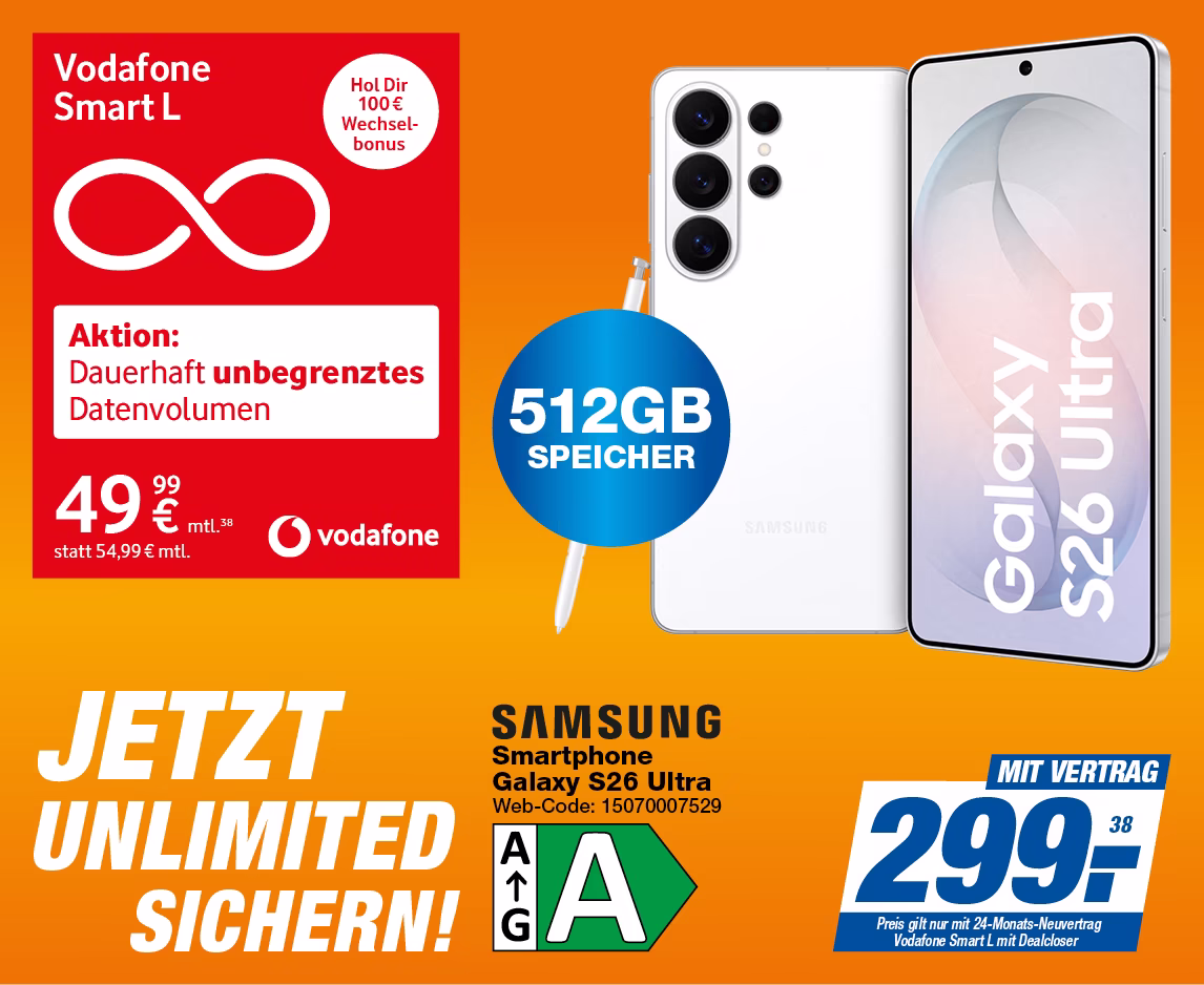 Samsung Galaxy S26 Ultra 512 GB mit Vodafone Smart L mit Dealcloser
