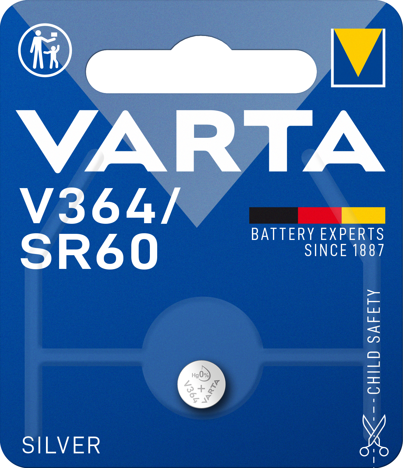 SILVER Coin V364/SR60, 1er Blister Batterie