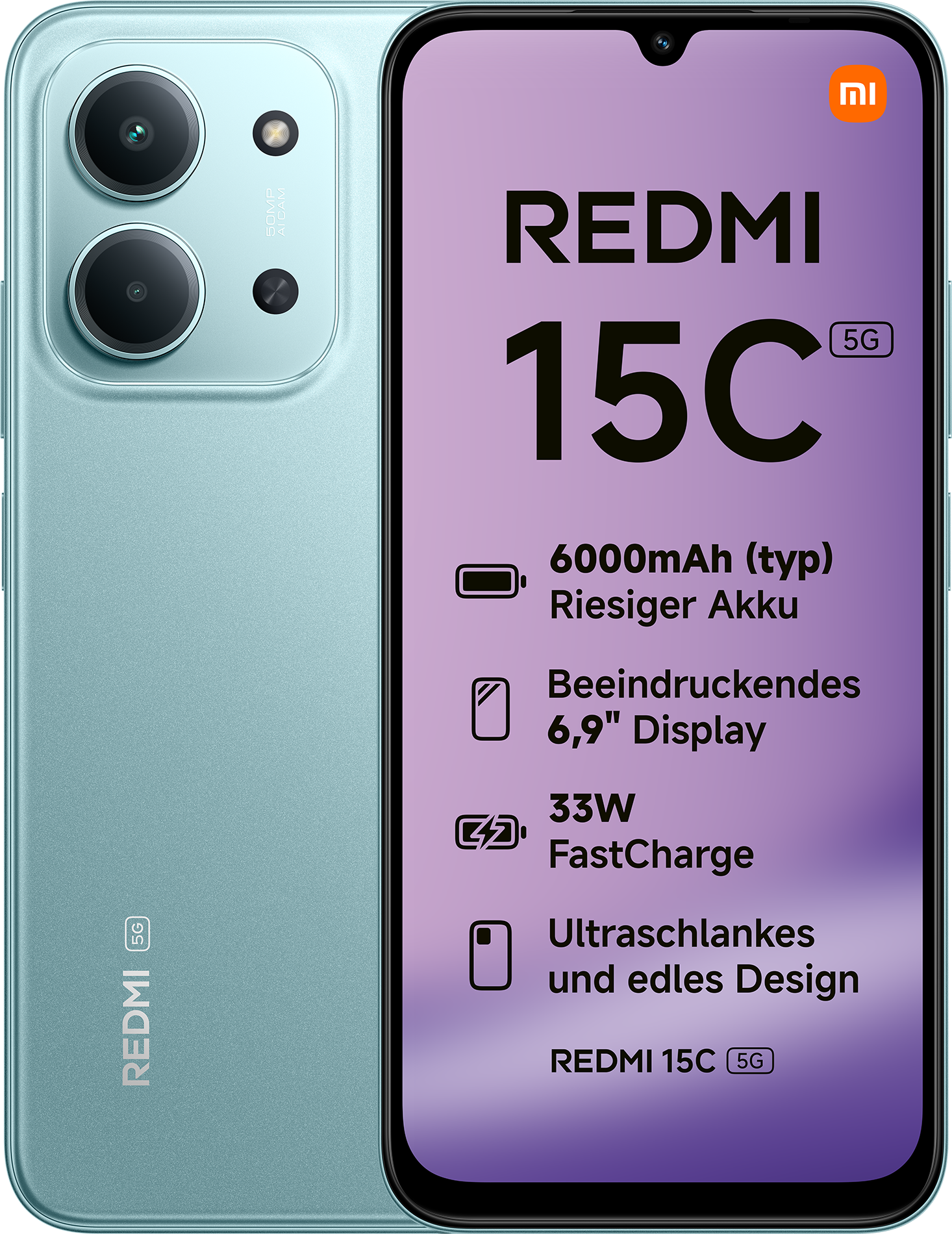Redmi 15C 5G 4GB+128GB Mint Green Smartphone