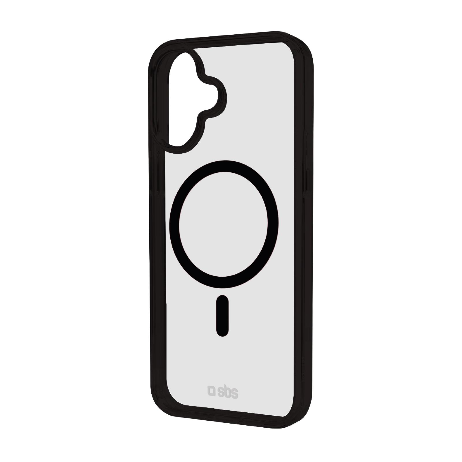 Case für iPhone 16 Plus mit farbigen Rändern, kompatibel mit MagSafe Aufladung, Schwarz