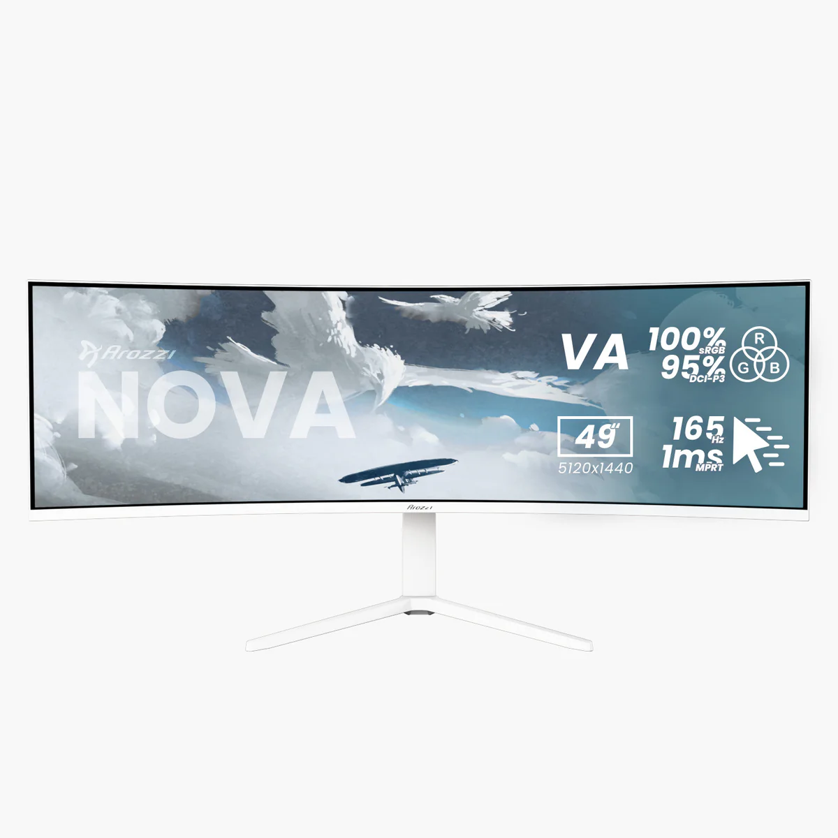 Nova, Weiß, 49 Zoll, Curved, UWQHD, VA, 165 Hz, 1 ms