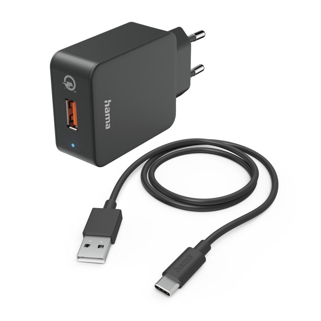 Schnellladegerät mit Ladekabel USB-C, 19,5 W, 1,5 m, Schwarz (00201625)