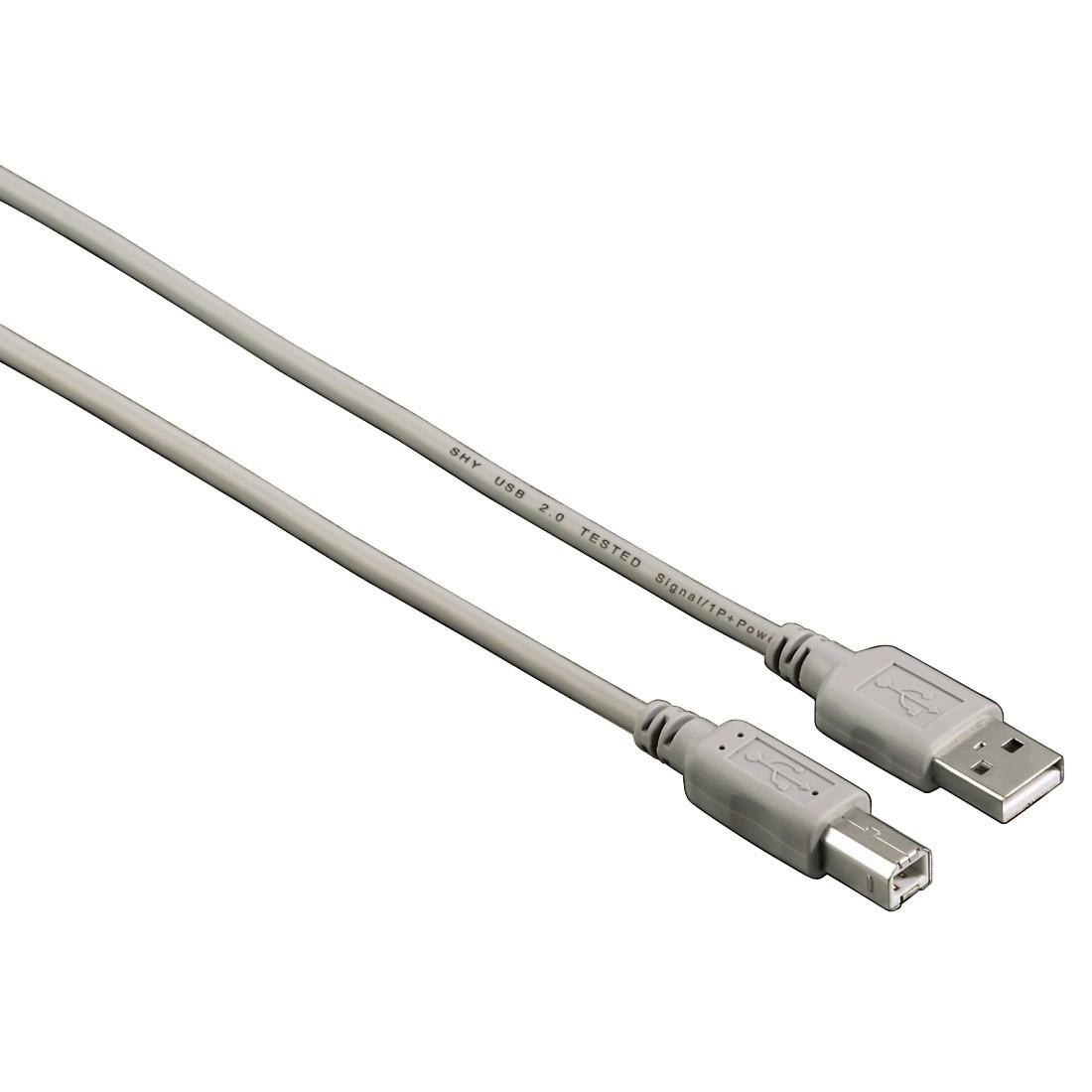 USB-Verbindungskabel A-Stecker - B-Stecker, 1,3 m, Grau, I.P.25 (00053721)