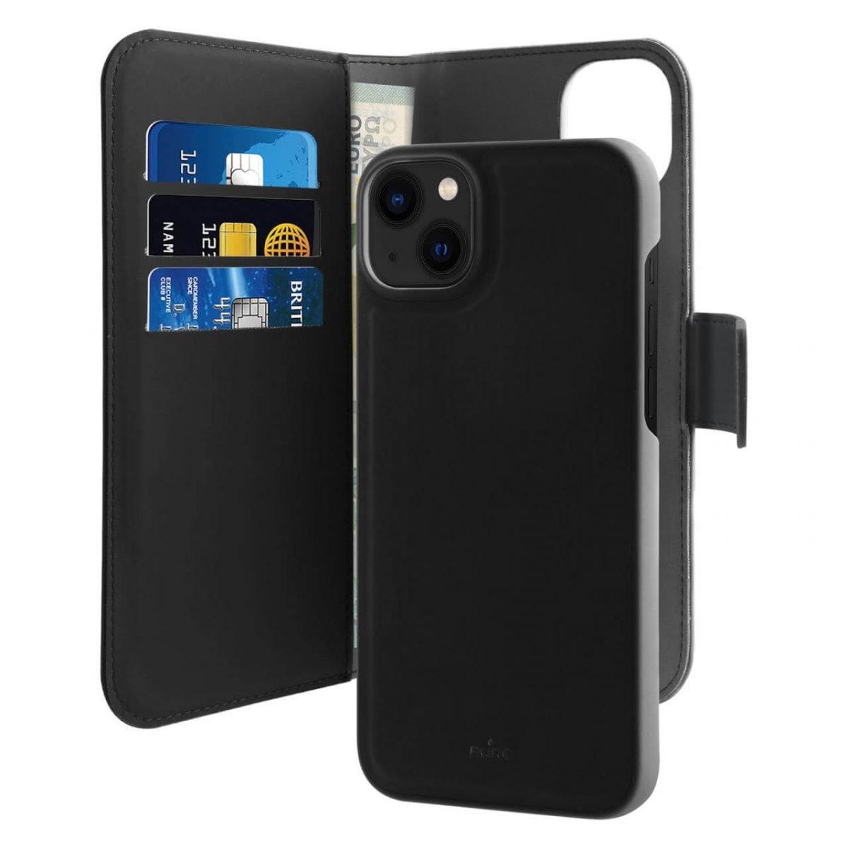 Wallet Detachable 2 in 1 Case for iPhone 14 and 13, Schwarz