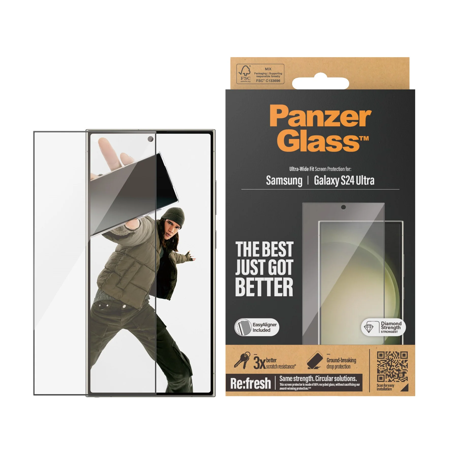 ScreenPro Schutzglas Samsung Galaxy S24 Ultra, Ultra-Wide Fit