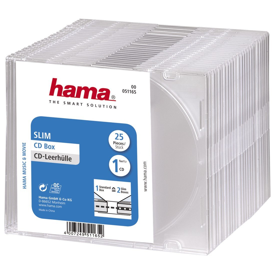 CD-Leerhülle Slim, 25er-Pack, Transparent (00051165)