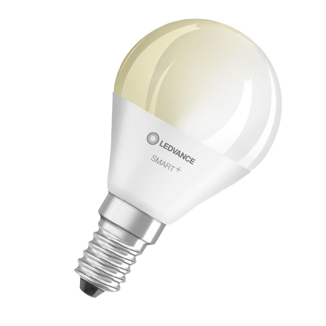 Smarte LED-Lampe WiFi, Tropfen, 5W ersetzt 40W, E14, Warmweiß, matt (00217491)