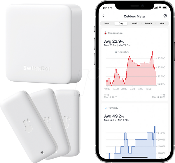 Smart Bundle - 3er Pack Thermo-Hygrometer und Hub Mini, weiß