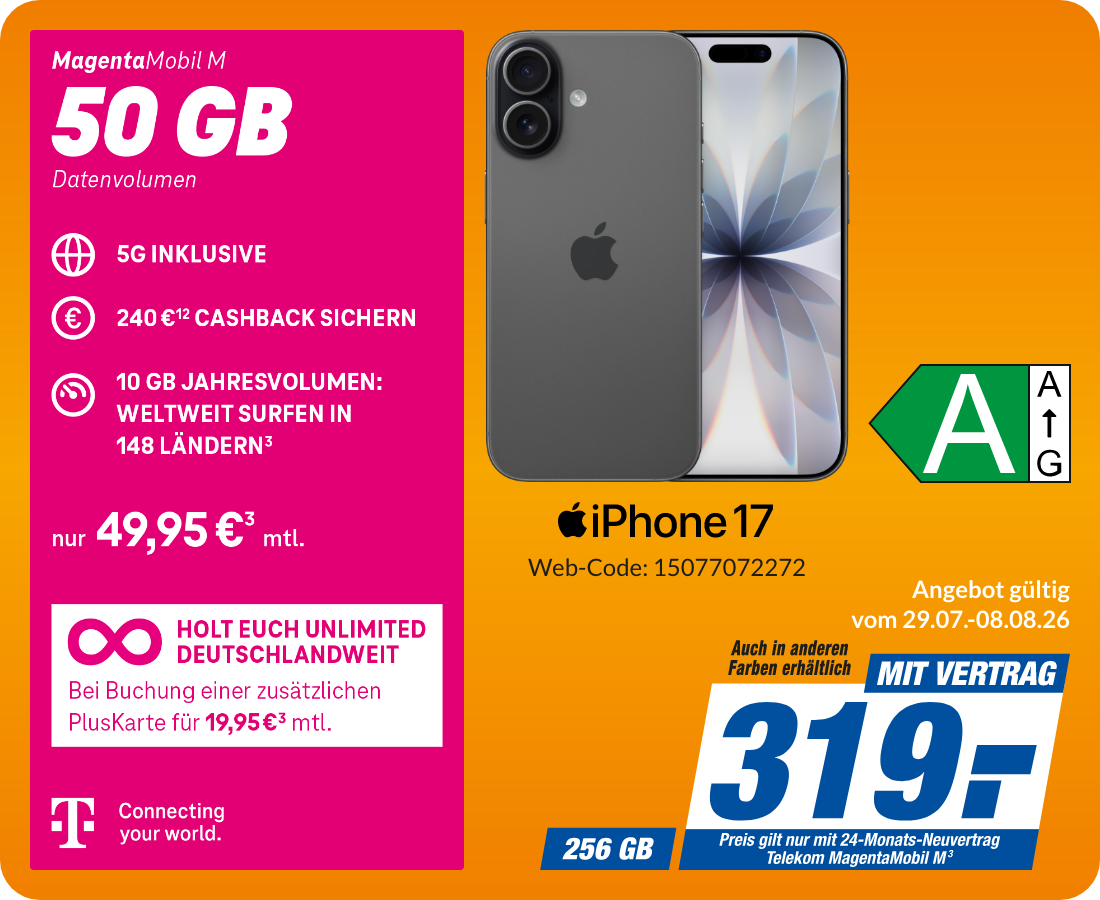 iPhone 17 mit Magenta Mobil M für 319€!