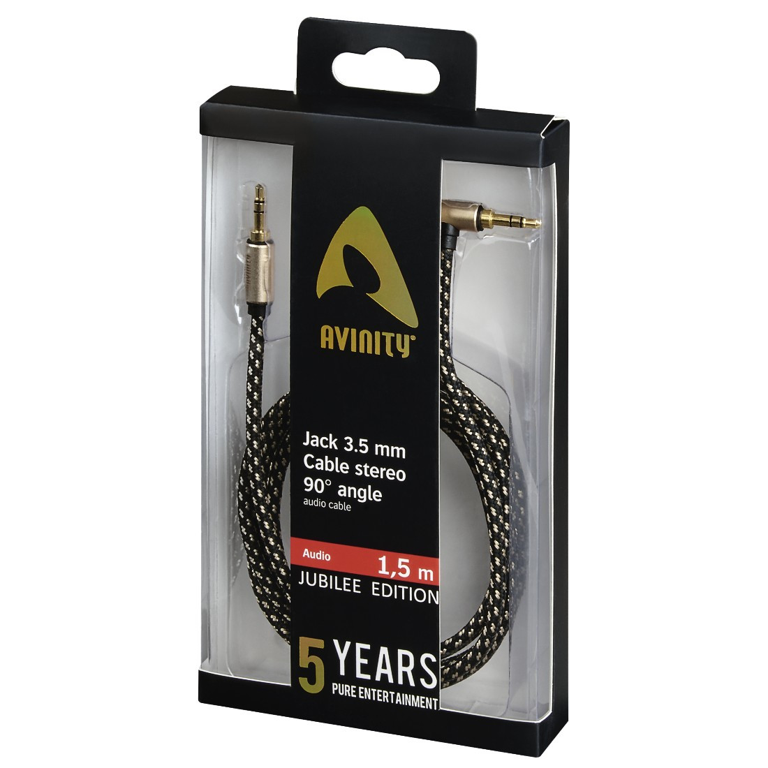Audio-Kabel, 3,5-mm-Klinken-Steck./Steck. 90°, Stereo, Gewebe, verg., 1,5 m (127175)
