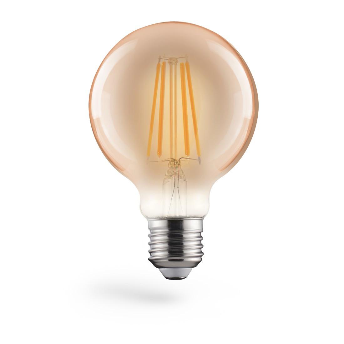 LED-Filamemt, E27, 650lm 8W, Vintage-Lampe Globe 80, dimmbar, Warmweiß (00112918)