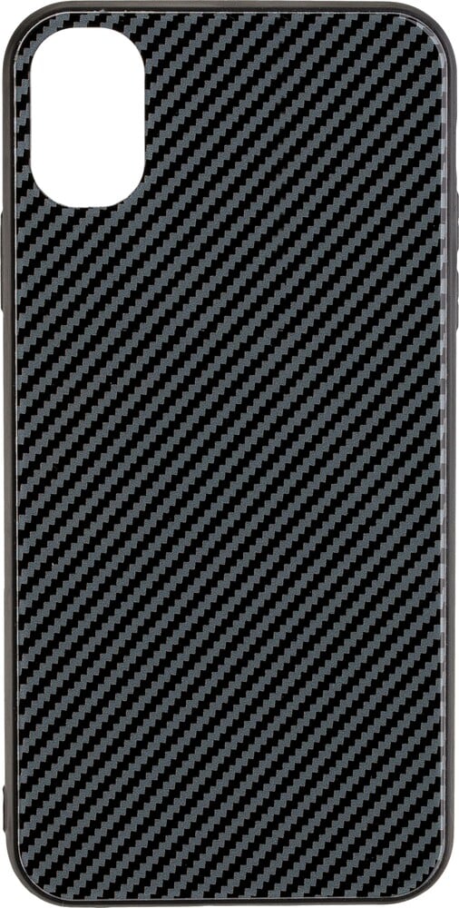 Glas Back Cover CARBON Design für Samsung Galaxy A41 Black Handyhülle