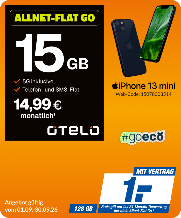 iPhone 13 mini mit Allnet Flat Go für 1€!