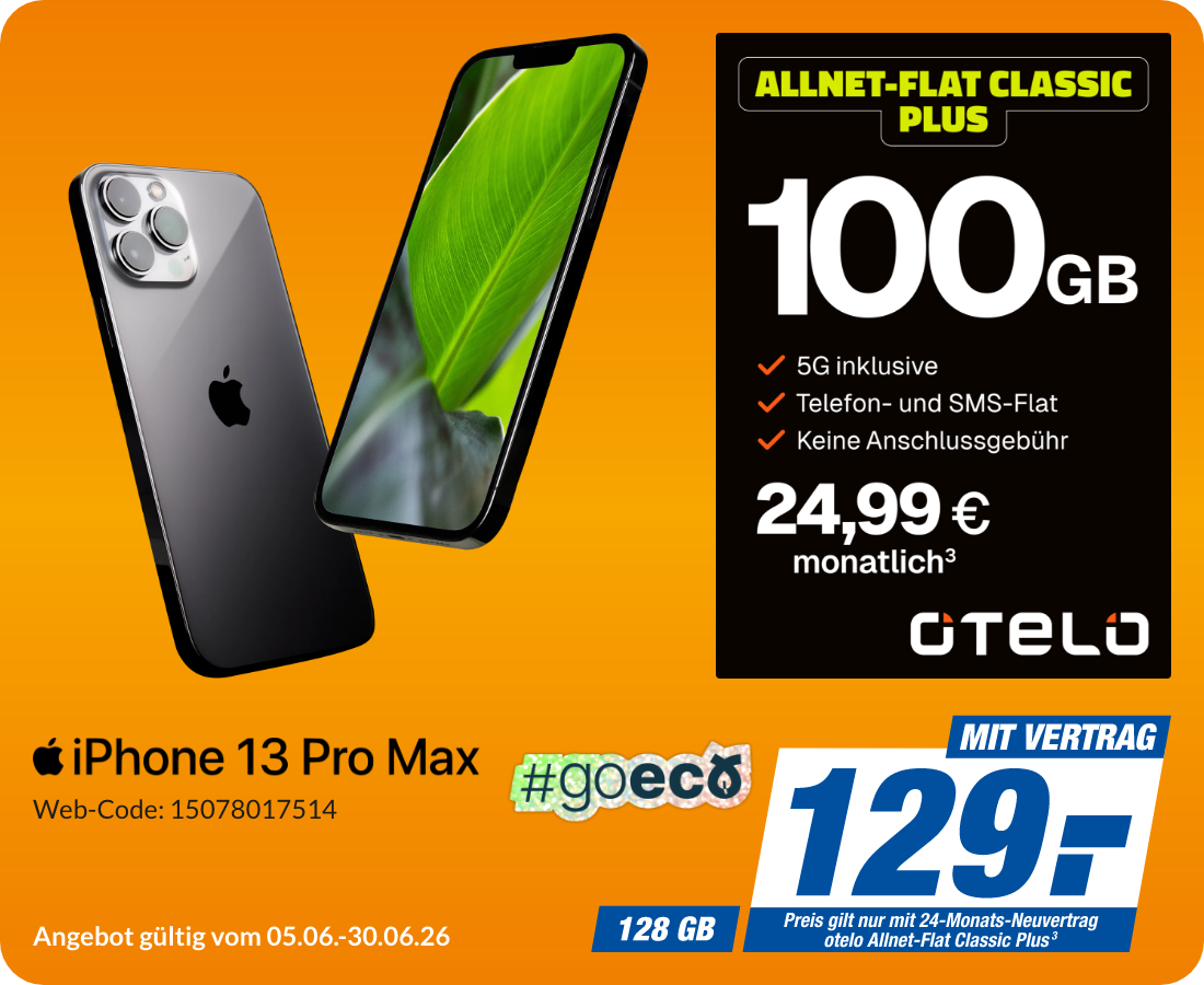 iPhone 13 Pro Max mit Allnet Flat Classic Plus für 129€!