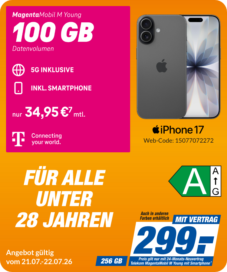 iPhone 17 mit Magenta Mobil M Young für 299€!