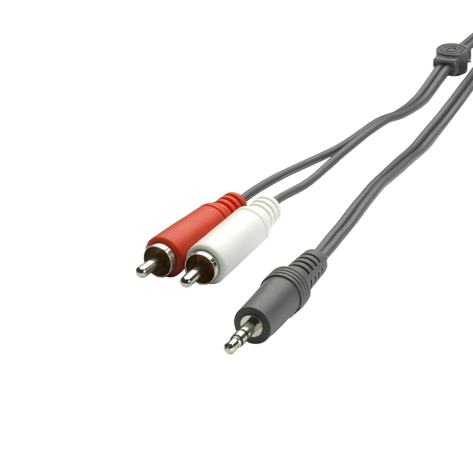 3,5 mm auf 2 Cinch-Stecker, Audiokabel mit Knickschutz, Schwarz, 1,5 m