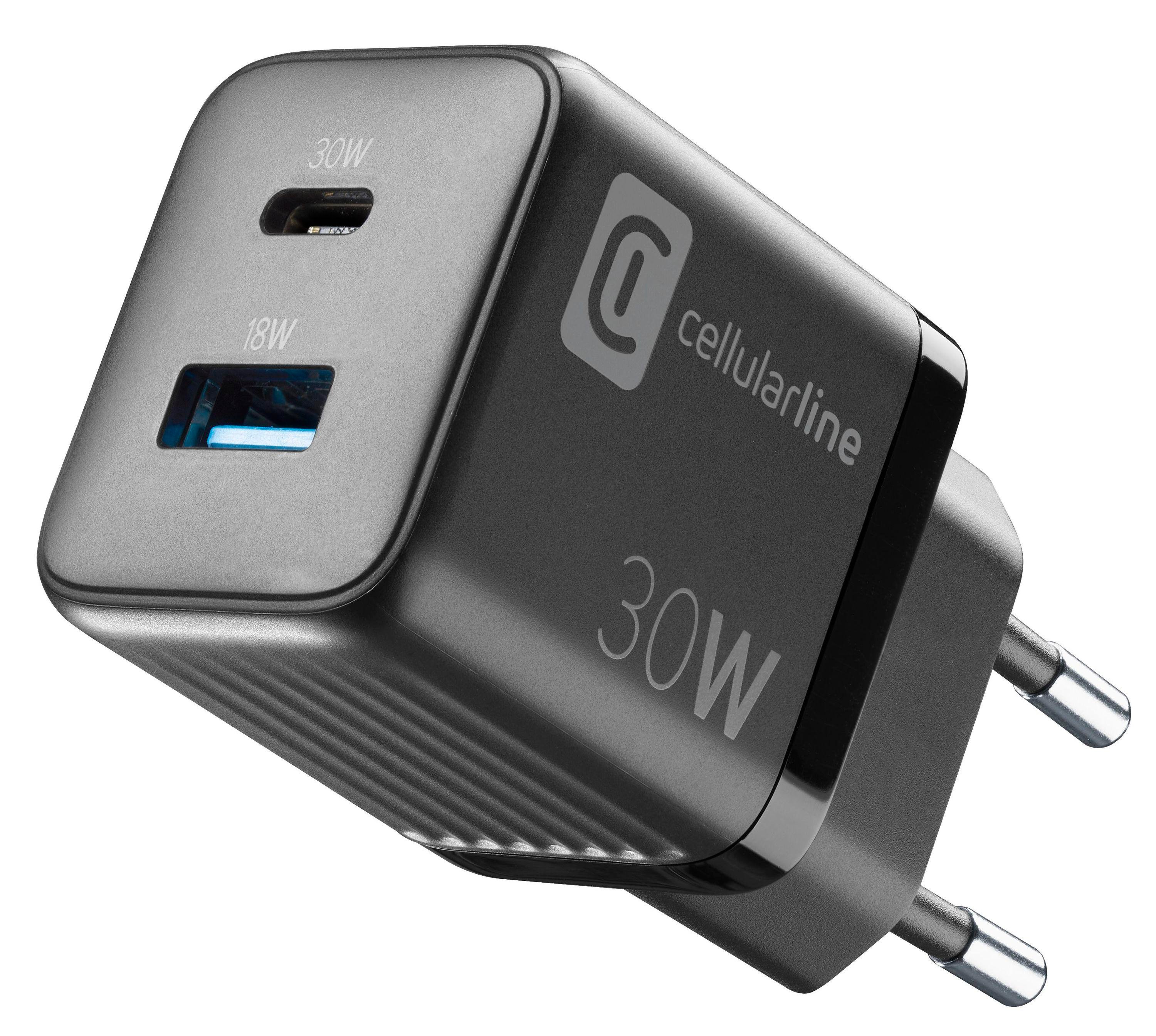 USB Charger Multipower Micro 30W GaN 2 Ports PD Black (60002)