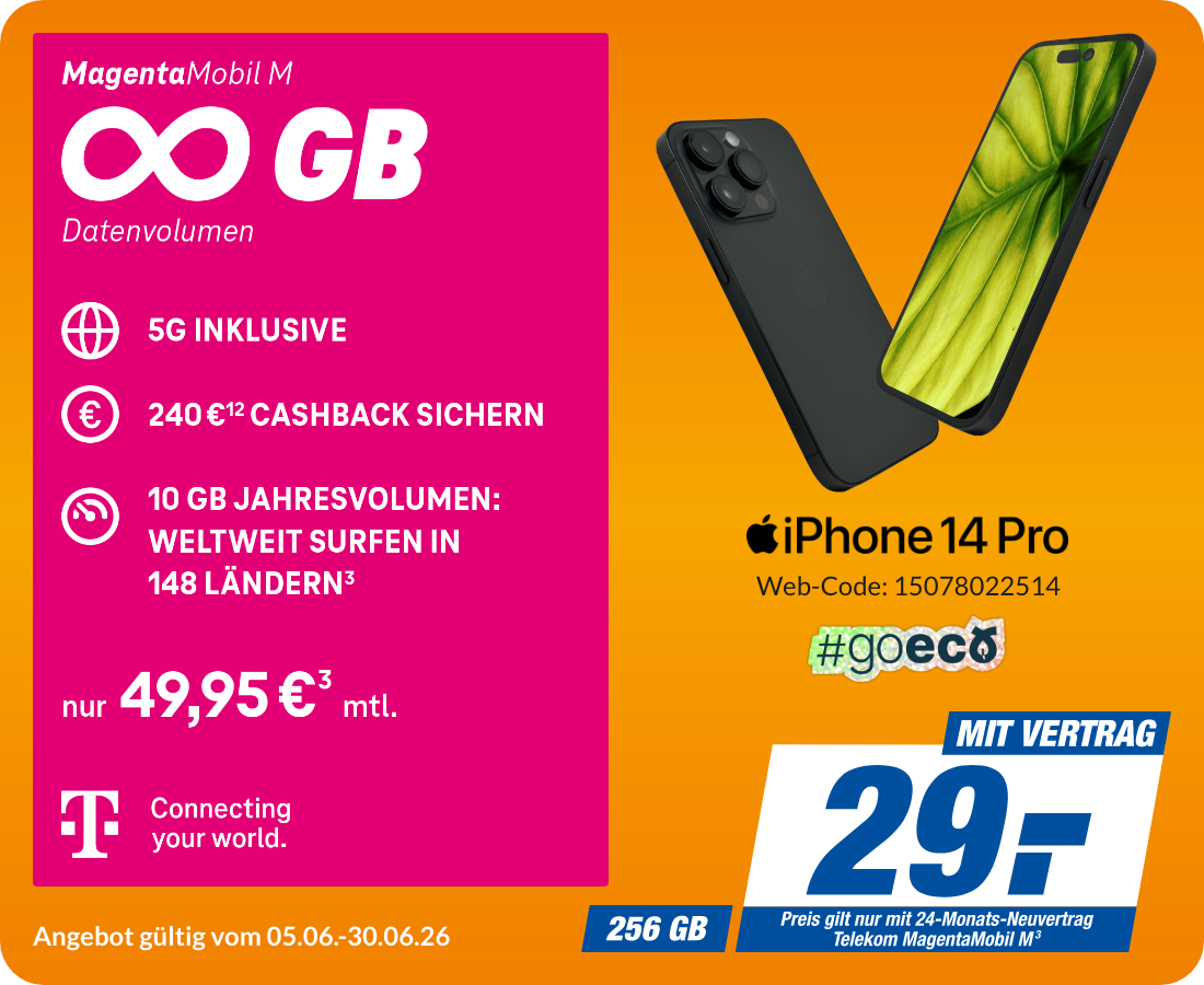 iPhone 14 Pro mit Magenta Mobil M für 29€!