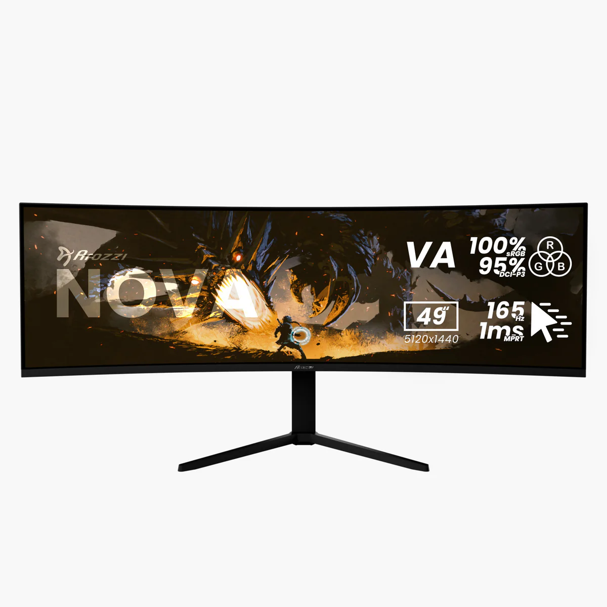 Nova, Schwarz, 49 Zoll, Curved, UWQHD, VA, 165 Hz, 1 ms