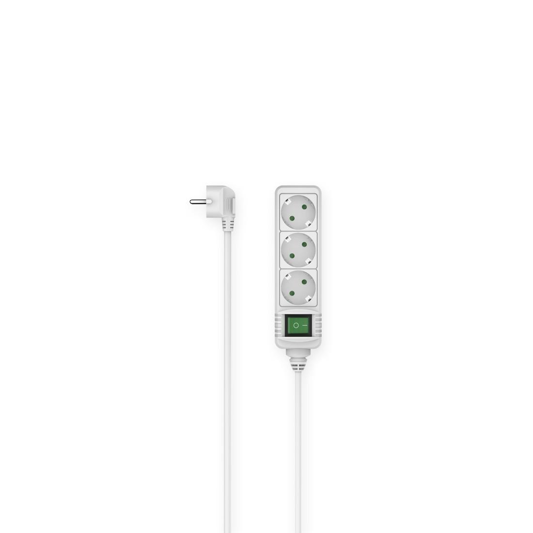 Steckdosenleiste, 3-fach, Schalter, 1,4 m, Weiß (00223001)