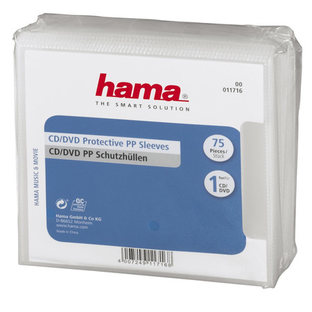CD-/DVD-Schutzhüllen, PP, 75er-Pack, Transparent