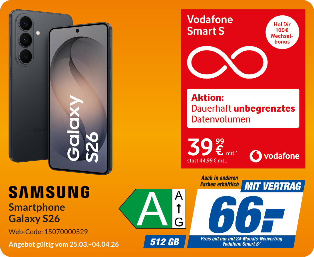 Samsung Galaxy S26 mit Smart S für 66€!