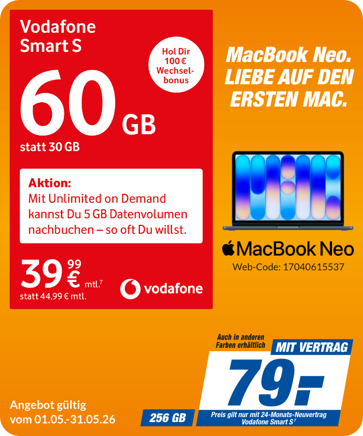 Apple MacBook Neo mit Smart S für 79€!