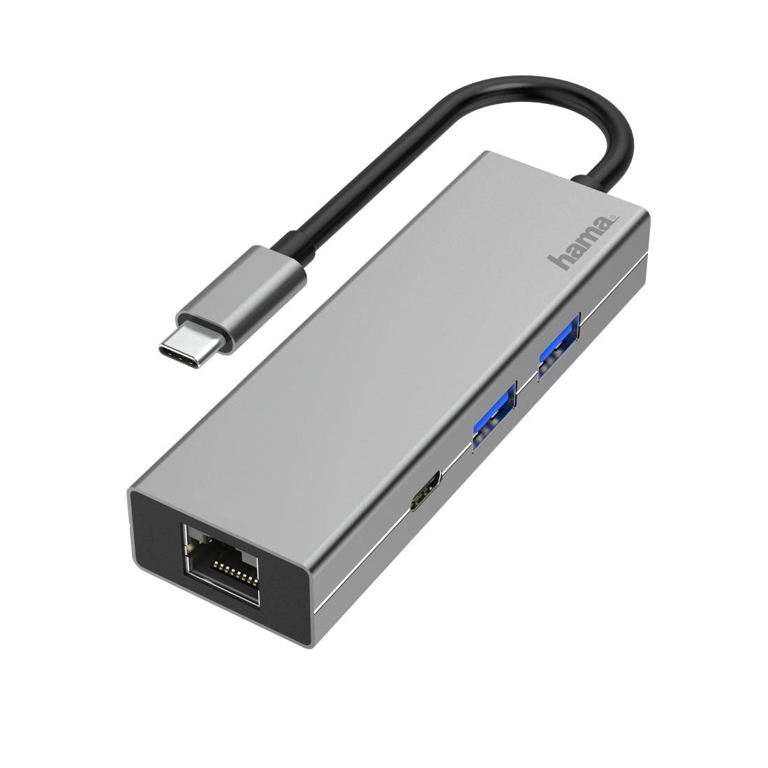 USB-C-Hub, Multiport, 4 Ports, 2x USB-A, USB-C, LAN/Ethernet (00200108)