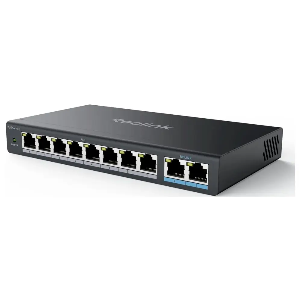 Switch, 10-Port, Fast Ethernet, PoE+