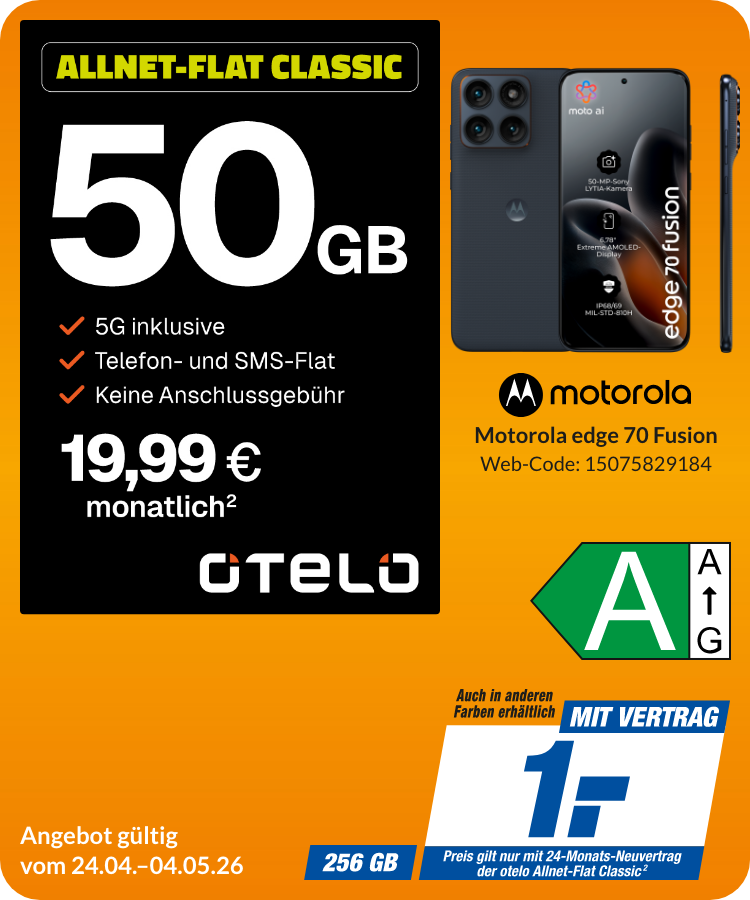 Motorola Edge 70 Fusion mit Allnet Flat Classic für 1€!