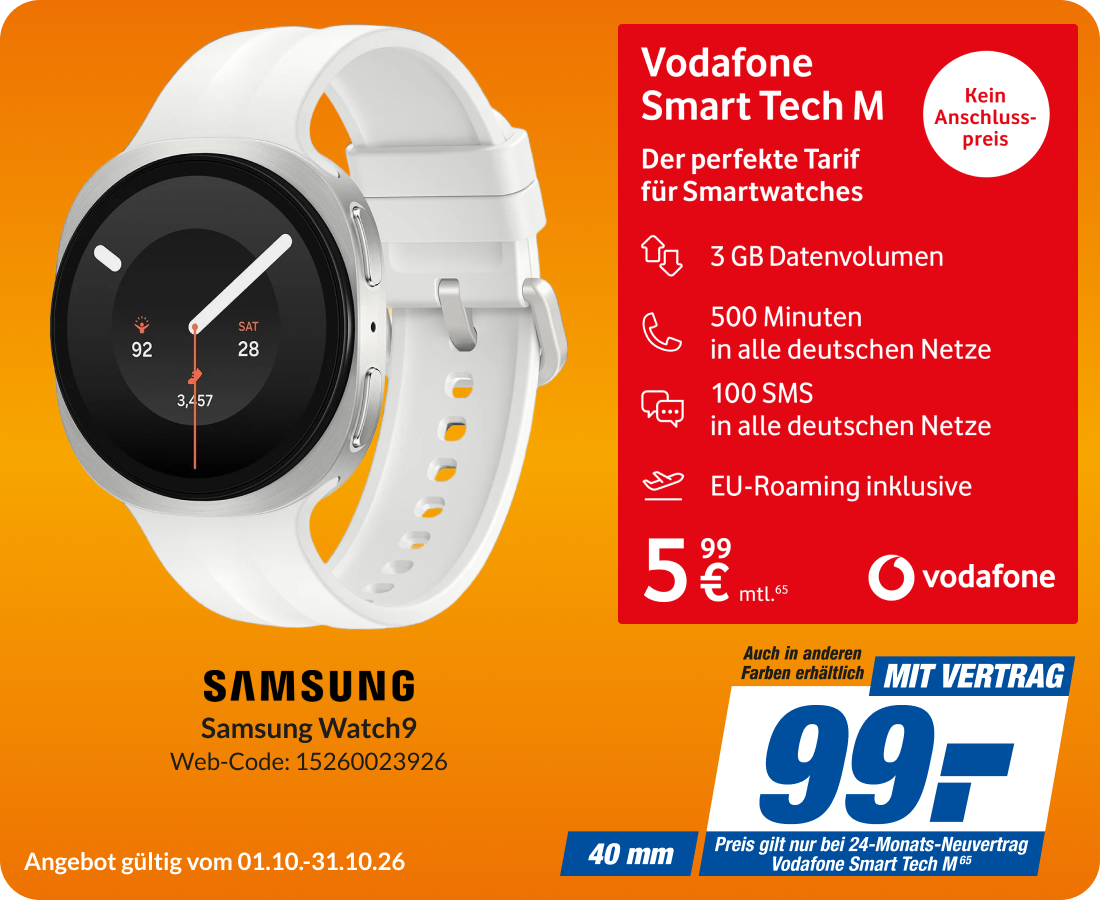 Samsung Watch 9 mit Smart Tech M für 99€!