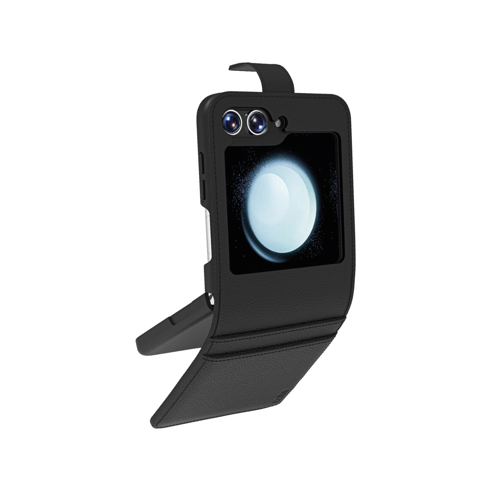 Flipcase mit Magnetverschluss und Kartenhalter für Samsung Z Flip 6, Schwarz