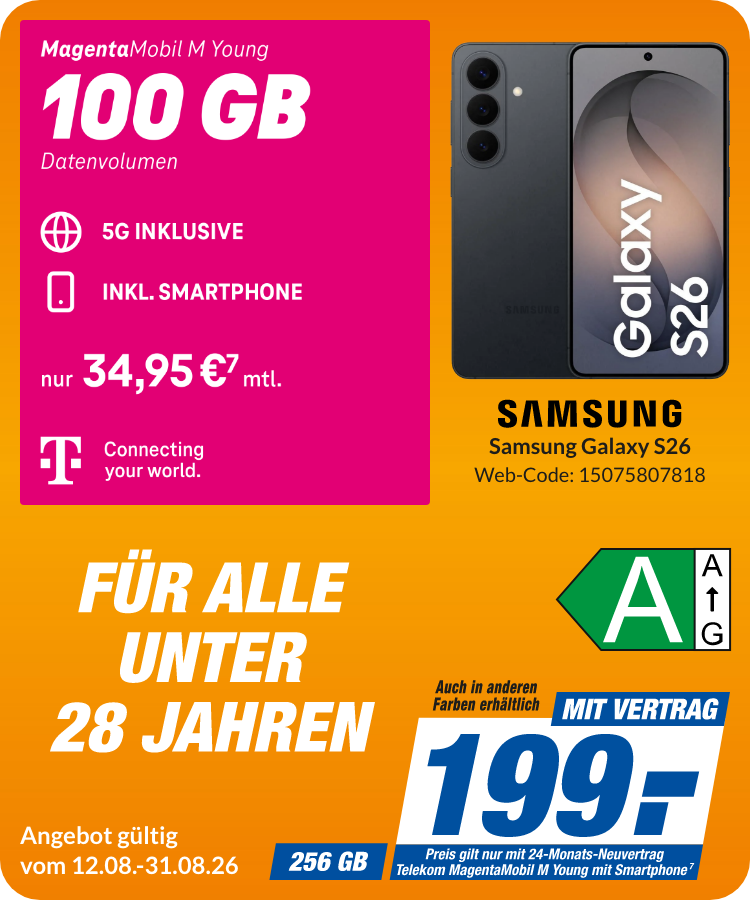 Samsung S26 mit Magenta Mobil M Young für 199€!