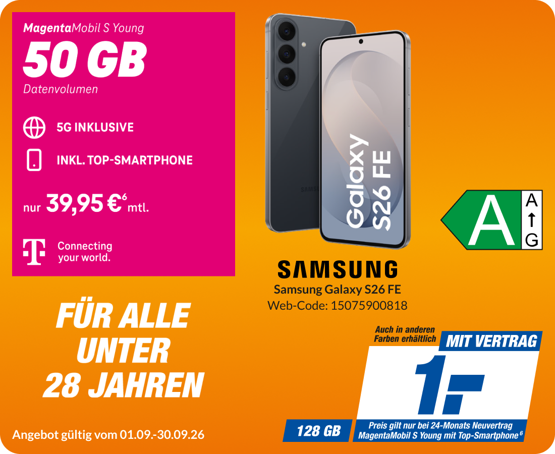 Samsung S26 mit Magenta Mobil S Young für 1€!