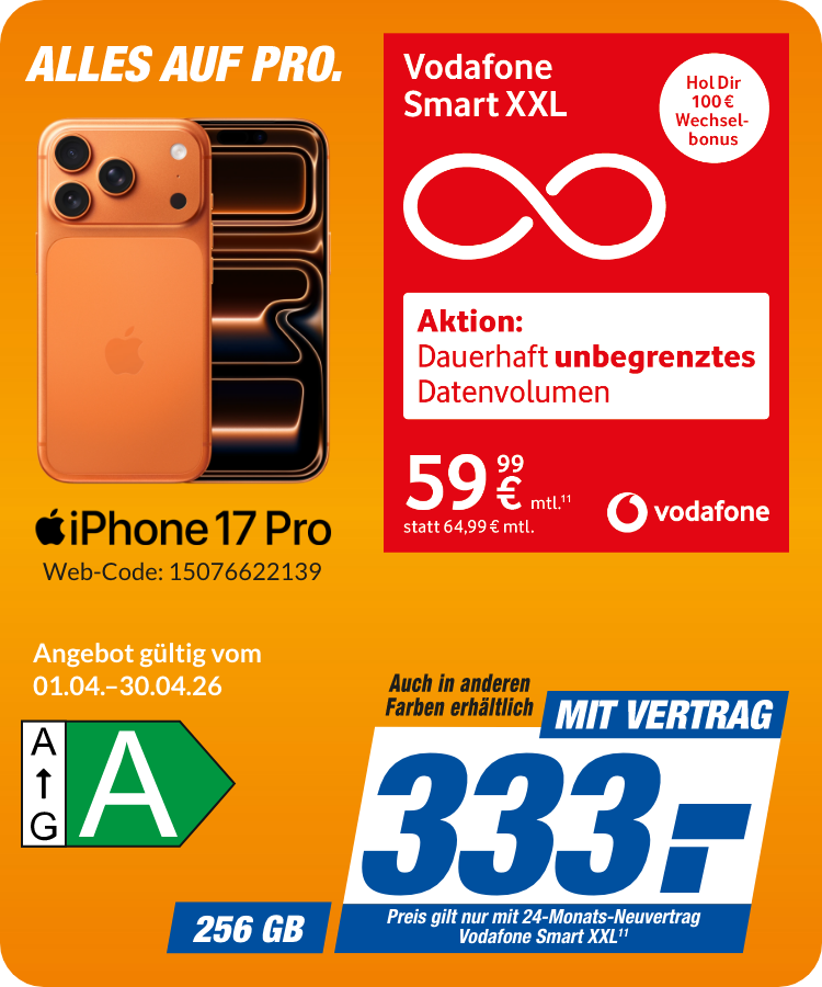 Apple iPhone 17 Pro mit Smart XXL für 333€!