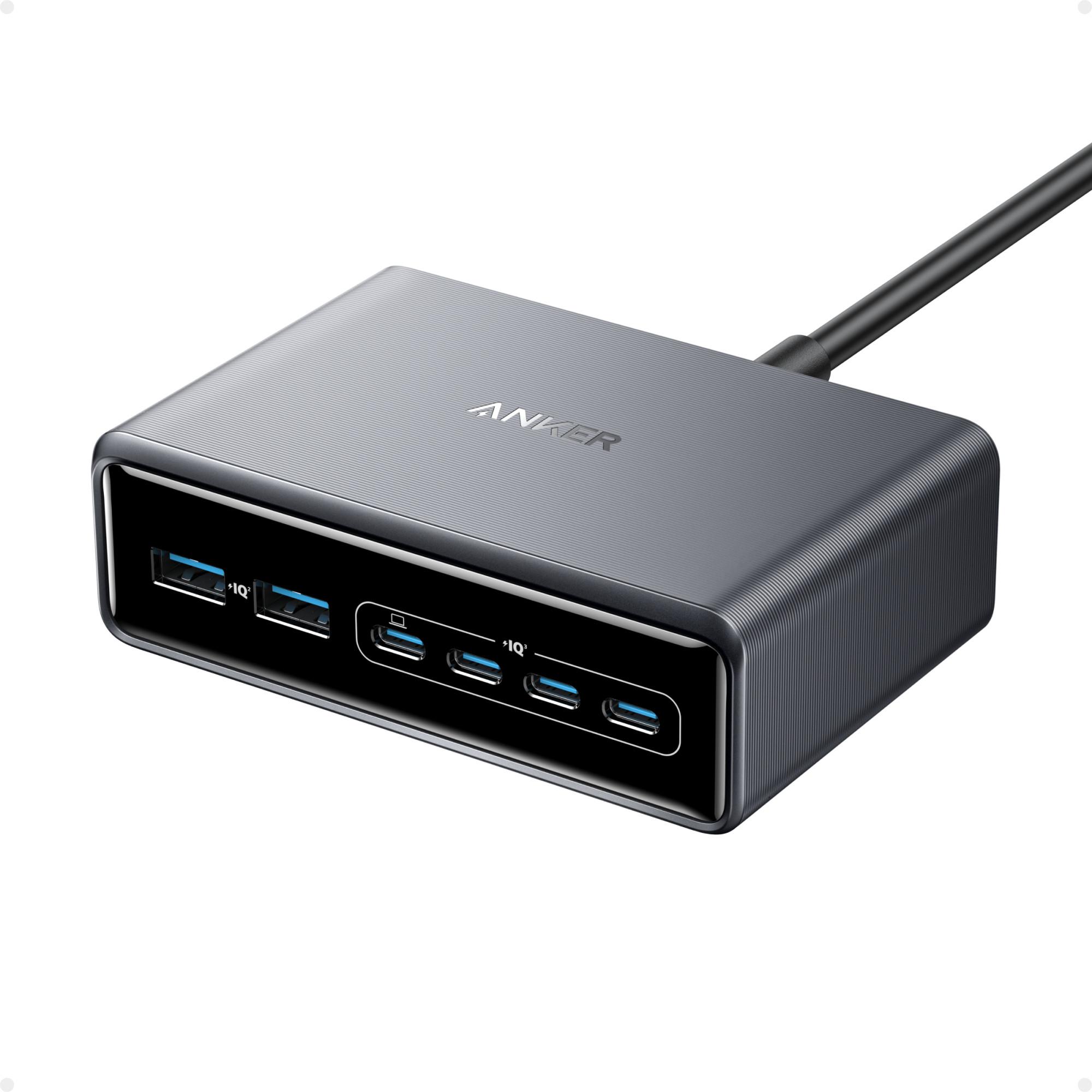 Prime Ladegerät (200W, 6 Anschlüsse, GaN), USB-C und USB-A, Grau
