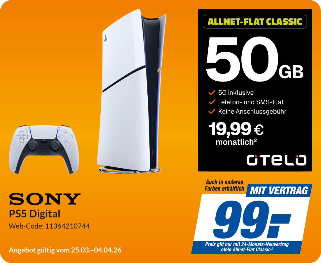 Sony PS5 Digital mit Allnet Flat Classic für 99€!