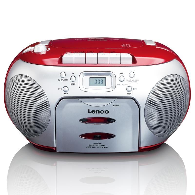 SCD-420 ROT Radiorekorder mit CD-Spieler und Kassettendeck