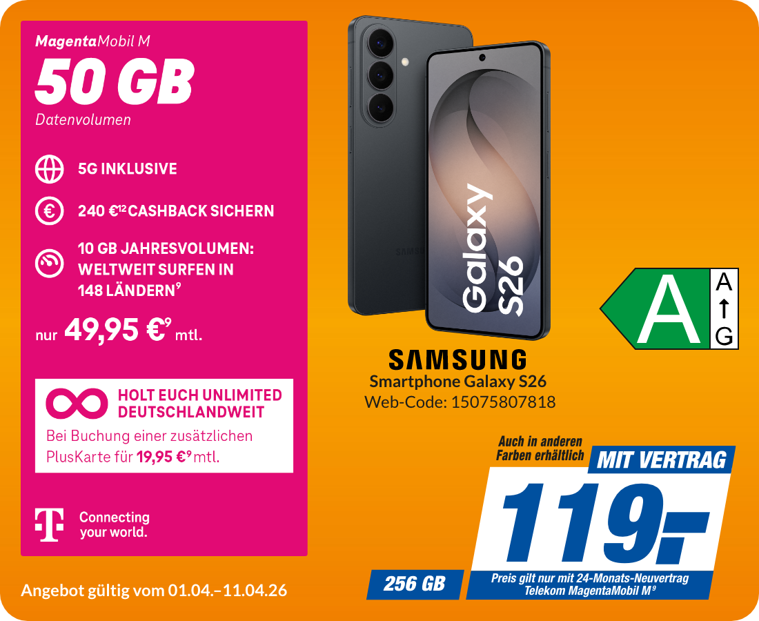 Galaxy S26 mit Magenta Mobil M für 119€!
