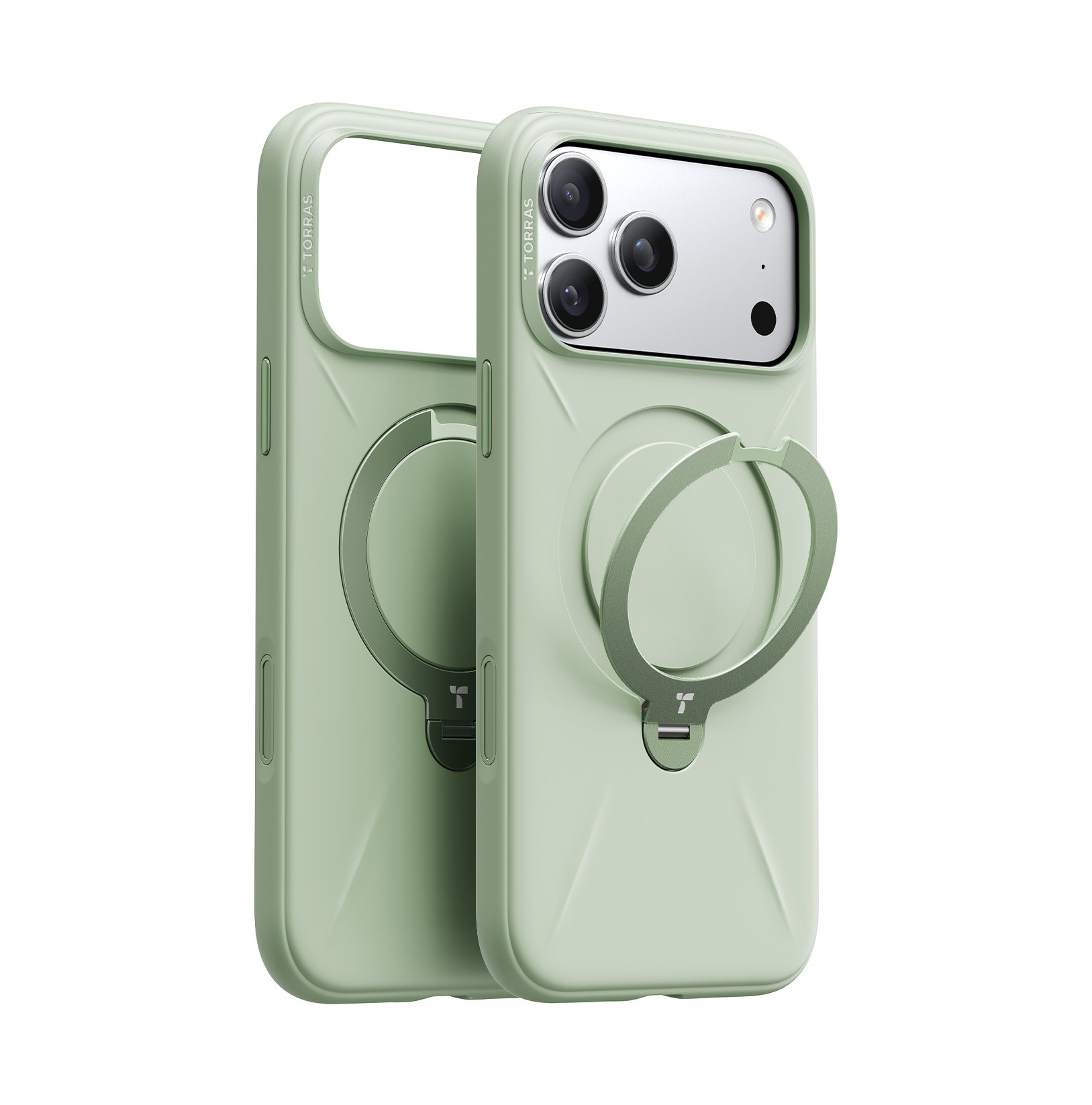 Silikon-Magnethülle mit 360° drehbarem Ständer für iPhone 17 Pro, Grün Handyhülle