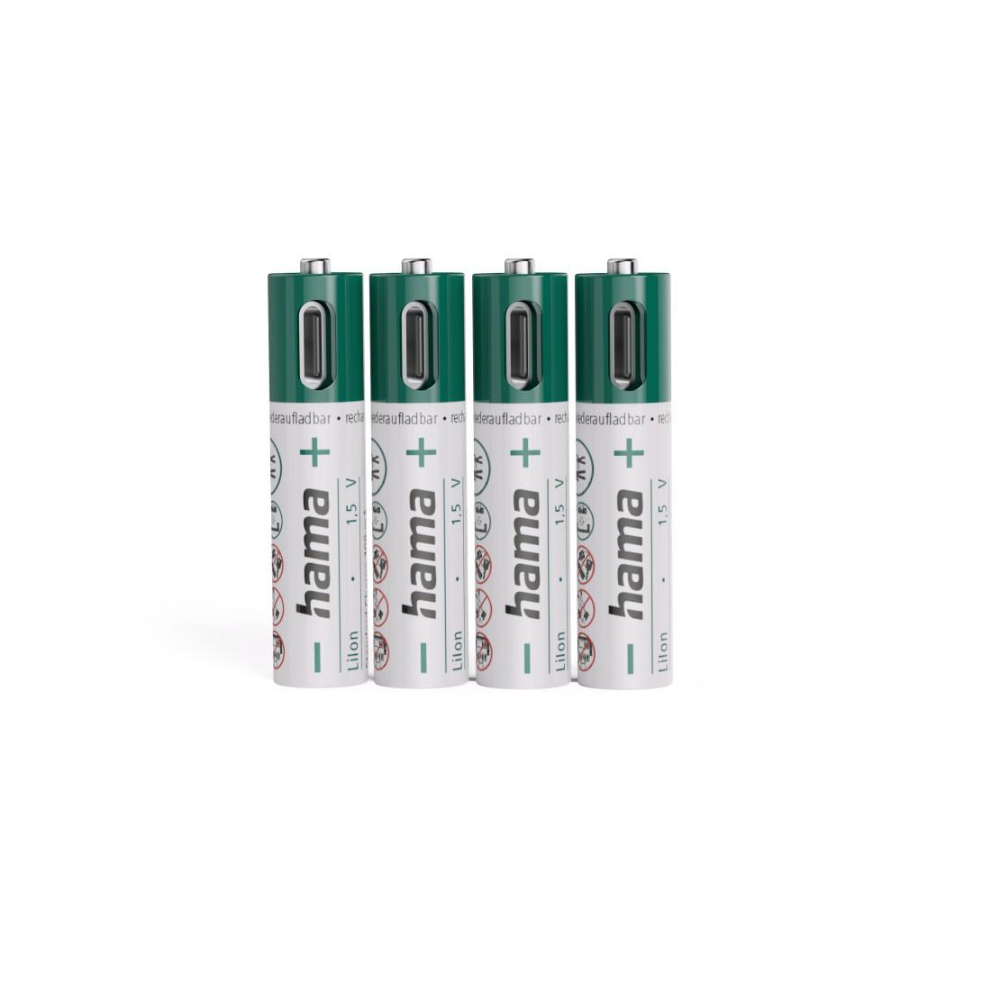 Li-Ion-Akku mit USB-C, AAA Micro, Type500, 1,5V, 475mAh, 4 Stück (00223522) Akku